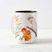 Wasserfarbe zeichnend Kakaduspapagei Zweifarbige Tasse (Vorderseite Links)