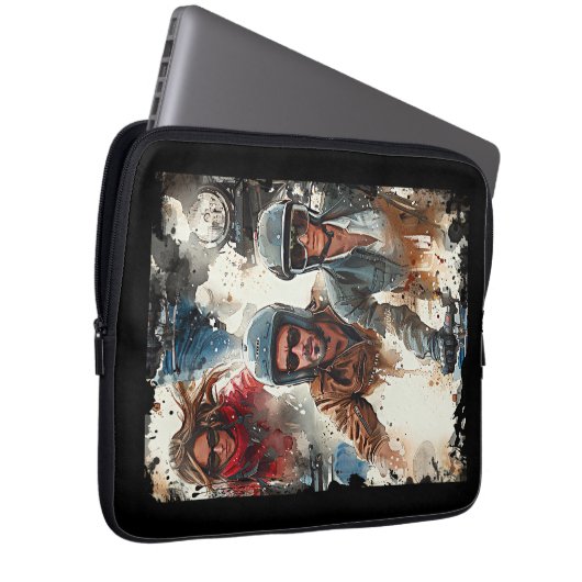 Wasserfarbe zeichnend MotoBikers Laptopschutzhülle (Vorne Rechts)