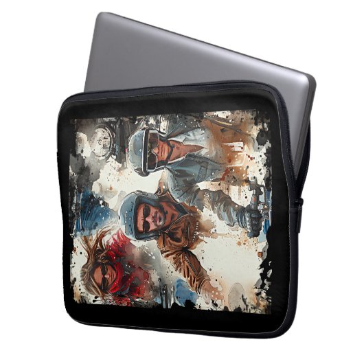 Wasserfarbe zeichnend MotoBikers Laptopschutzhülle (Vorderseite Links)