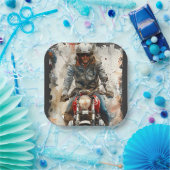 Wasserfarbe zeichnend MotoBikers Pappteller (Party)