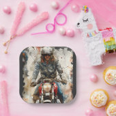 Wasserfarbe zeichnend MotoBikers Pappteller (Party)