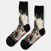 Wasserfarbe zeichnend MotoBikers Socken (Linkes Detail)