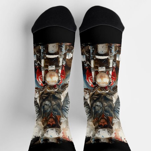 Wasserfarbe zeichnend MotoBikers Socken (Oben)