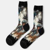Wasserfarbe zeichnend MotoBikers Socken (Linkes Detail)
