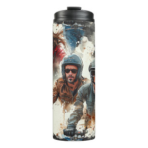 Wasserfarbe zeichnend MotoBikers Thermosbecher