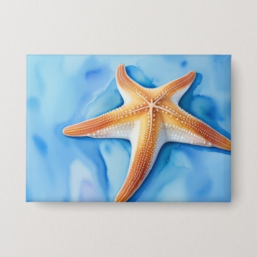 Wasserfarbe Zeichnend Starfish Button (Vorderseite)