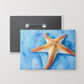 Wasserfarbe Zeichnend Starfish Button (Vorderseite/Rückseite)