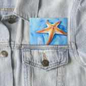 Wasserfarbe Zeichnend Starfish Button (Insitu)