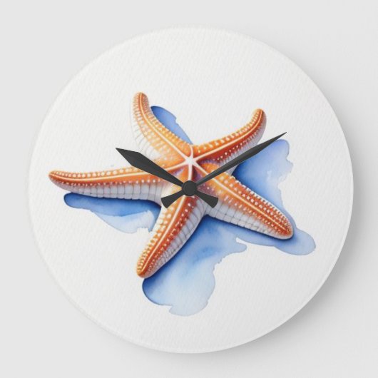 Wasserfarbe Zeichnend Starfish Große Wanduhr (Vorderseite)