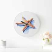 Wasserfarbe Zeichnend Starfish Große Wanduhr (Zuhause)