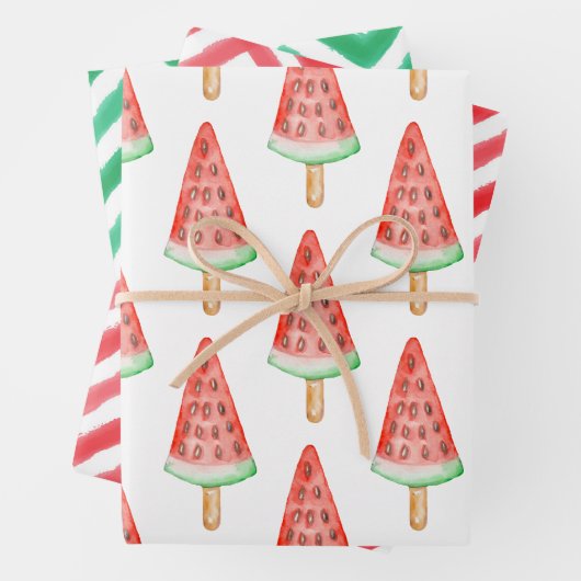Wasserfarbe Zickzack Watermelon Popsicle Geschenkpapier Set (Beispiel)