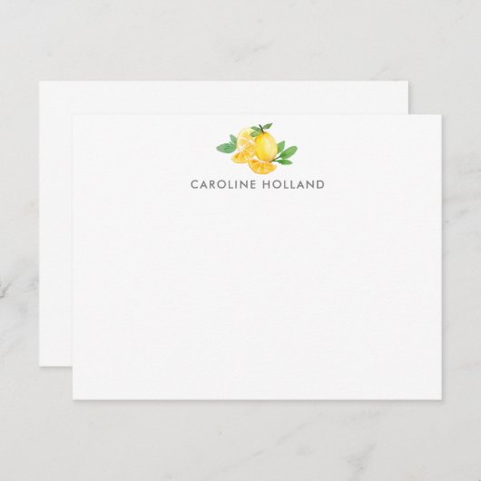 Wasserfarbe Zitrone Personalisiertes Geschirr Mitteilungskarte (Vorne/Hinten)