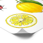 Wasserfarbe Zitronenfrucht botanisches Poster (Ecke)