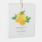 Wasserfarbe Zitronenfrucht Personalisierte Hochzei Keramikornament (Rechts)