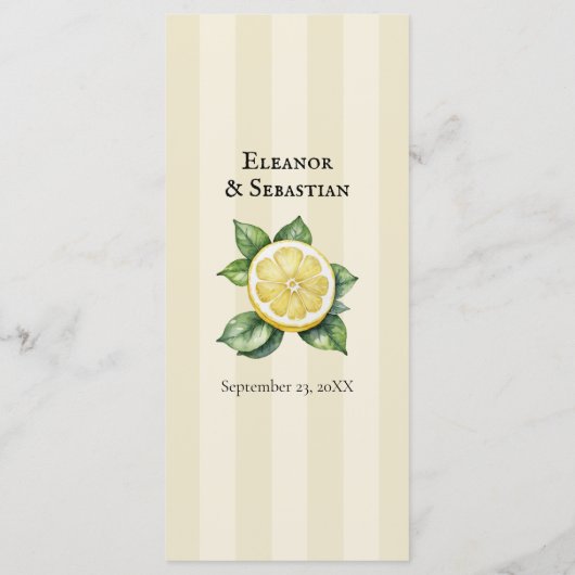 Wasserfarbe Zitronengelbe Zitrusfrüchte Rustikales Menükarte (Rückseite)
