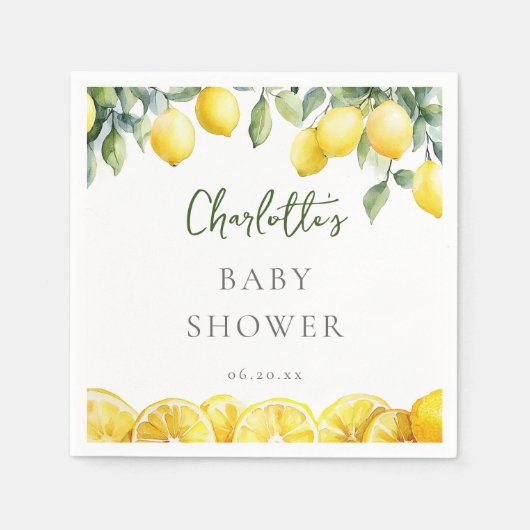 Wasserfarbe Zitrusfrüchte Babydusche Serviette (Vorderseite)