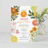 Wasserfarbe Zitrusfrüchte Brautparty Brunch Einladung (Stehend Vorderseite)