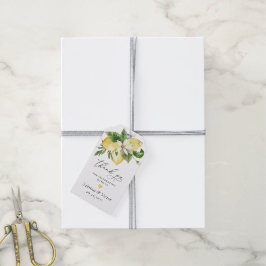 Wasserfarbe Zitrusfrüchte Grüne Orange Blossom Geschenkanhänger (Mit Garn)