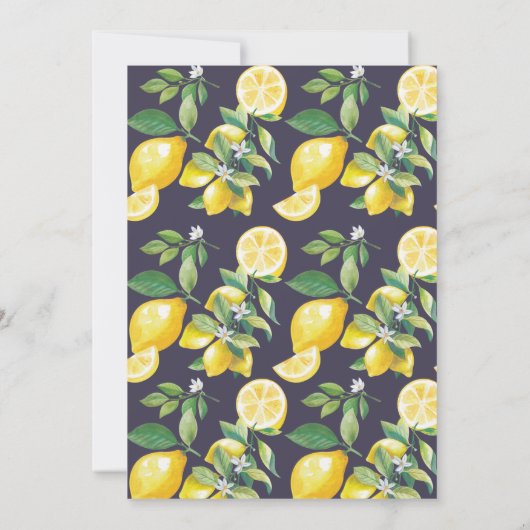 Wasserfarbe Zitrusfrüchte Hochzeit Einladung (Rückseite)