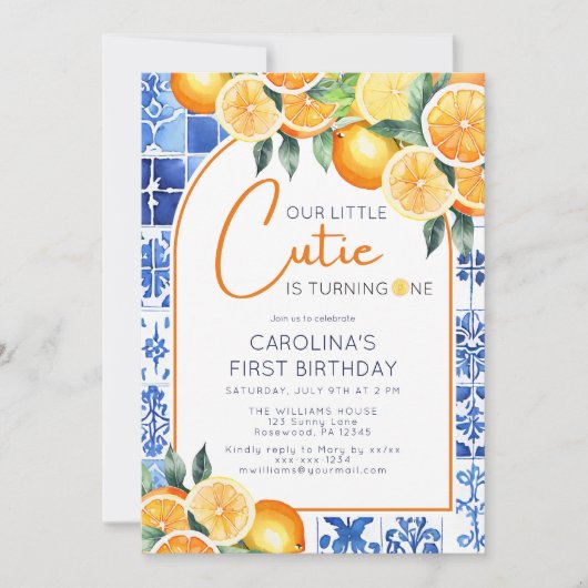 Wasserfarbe Zitrusfrüchte Zitrusfrüchte Einladung (Vorderseite)