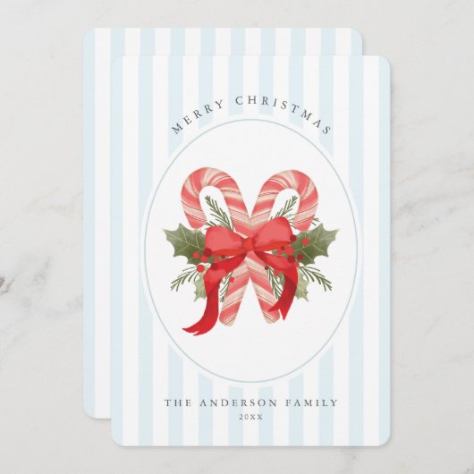 Wasserfarbe Zuckerrohr und Bogen Frohe Weihnachten (Vorne/Hinten)