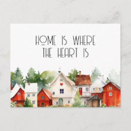 Wasserfarbe Zuhause ist, wo das Herz ist echtes An Postkarte