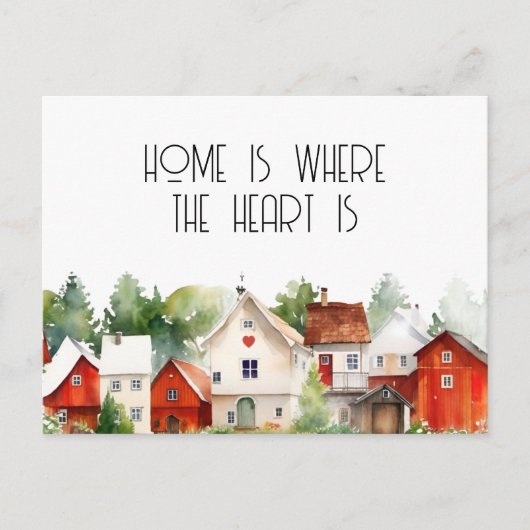 Wasserfarbe Zuhause ist, wo das Herz ist echtes An Postkarte (Vorderseite)