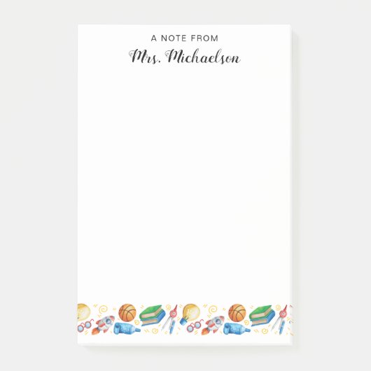 Wasserfarbe Zurück zu Schullehrern Post-it Klebezettel (Vorderseite)