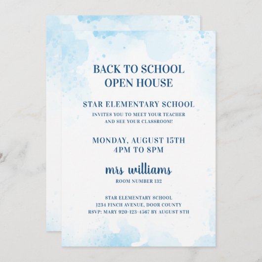 Wasserfarbe Zurück zur Einladung zur Schule (Vorne/Hinten)