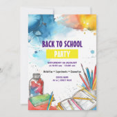 Wasserfarbe zurück zur Schule Einladung (Vorderseite)