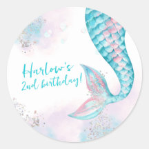 Wasserfarbe Zwei Meerjungfrau Geburtstagspartei