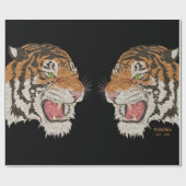 Wasserfarbe zwei wütende Tiger von Angesicht zu An Geschenkpapier (Flach)