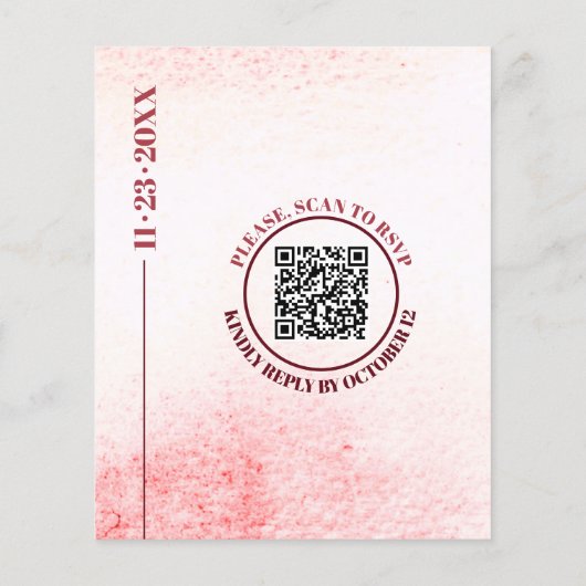 Wasserfarbe, Zweig Japandi QR Code BUDGET Hochzeit (Rückseite)