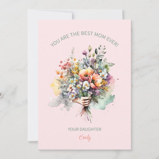 WasserfarbeBlumen Bouquet für Mama Einladung (Vorderseite)