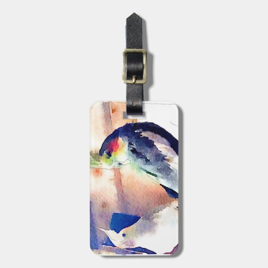 WasserfarbeCockatiel Gepäckanhänger (Vorderseite vertikal)