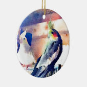 WasserfarbeCockatiel Keramik Ornament (Rechts)