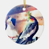 WasserfarbeCockatiel Keramik Ornament (Vorne)