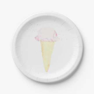WasserfarbeEiscreme-Thema-Papierplattenrosa Pappteller