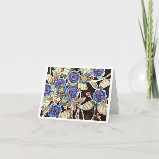 WasserfarbeFlorale Folk Art Notecard Dankeskarte (Vorderseite)
