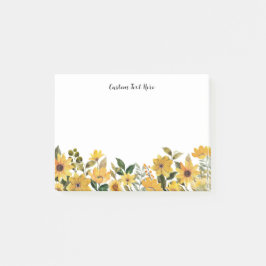 WasserfarbeGelbe Blume Benutzerdefinierter Text Post-it Klebezettel
