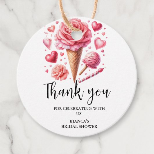 Wasserfarbeis Creme Danke Brautparty Geschenkanhänger (Vorderseite)