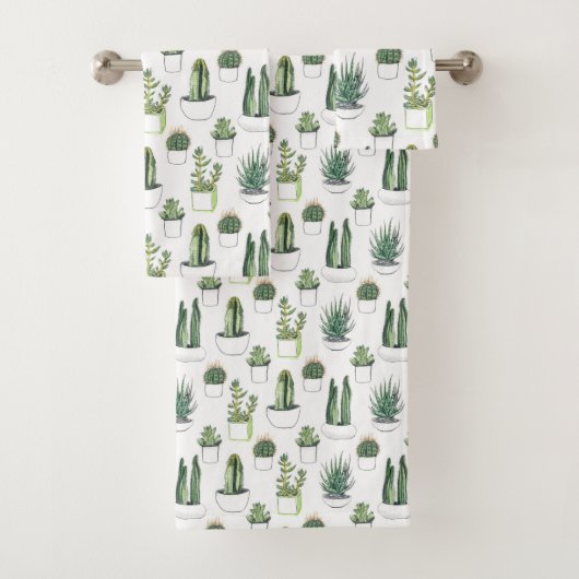 Wasserfarbekakteen u. Succulent Badhandtuch Set (Insitu)