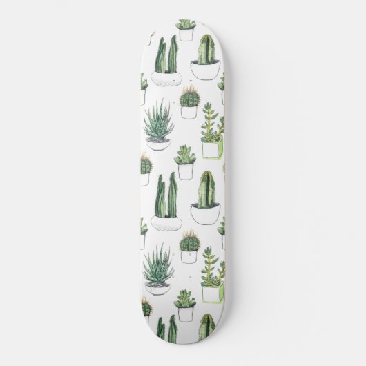 Wasserfarbekakteen u. Succulent Skateboard (Vorderseite)