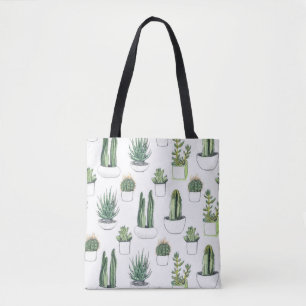 Wasserfarbekakteen u. Succulent Tasche