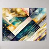 Wasserfarben Abstrakt geometrische Malerei Gold 4: Poster (Vorne)