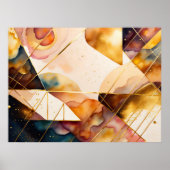 Wasserfarben Abstrakt geometrische Malerei Gold 4: Poster (Vorne)