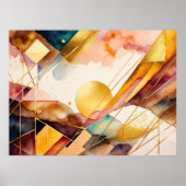 Wasserfarben Abstrakt geometrische Malerei Gold 4: Poster (Vorne)