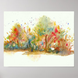 Wasserfarben Abstrakt Landschaft Art Treppen Wald Poster