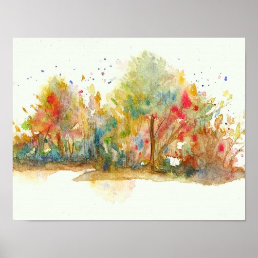 Wasserfarben Abstrakt Landschaft Art Treppen Wald Poster (Vorne)