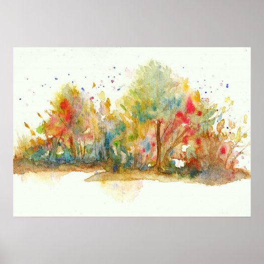 Wasserfarben Abstrakt Landschaft Art Treppen Wald Poster (Vorne)